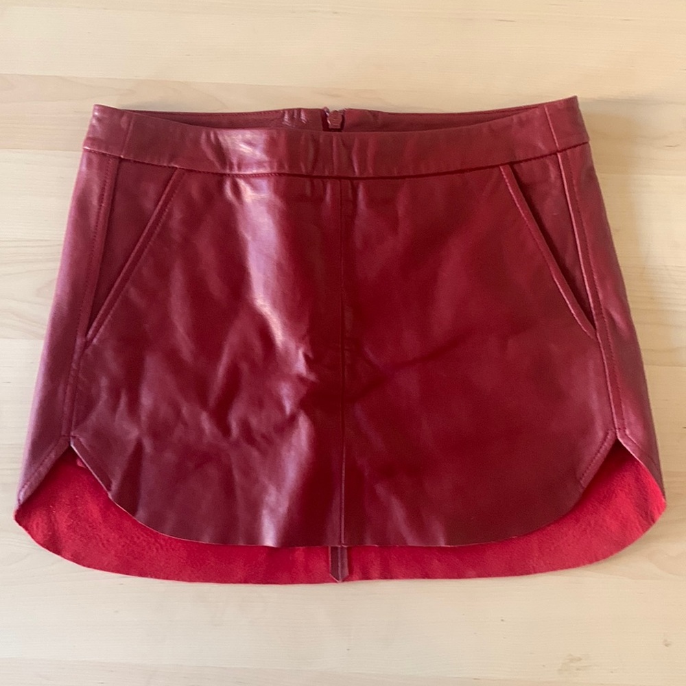 Michele mason red leather mini skirt